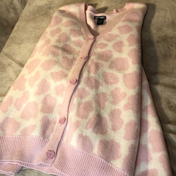 Hot Topic Barbiecore Pink Cow Print Button Down Sweater Cardigan size 3 Pink - Picture 9 of 10